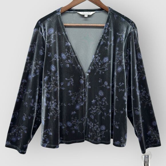 John Paul Richard Sweaters - John Paul Richard Velvet Cardigan Crop Women 1X Floral 3/4 Sleeve Witchy Vamp